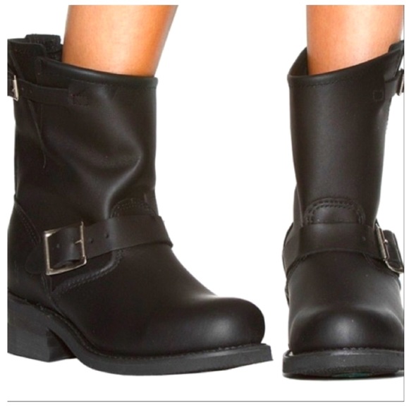 Frye Engineer 8R Black Leather Moto Boots EUC - Picture 2 of 8